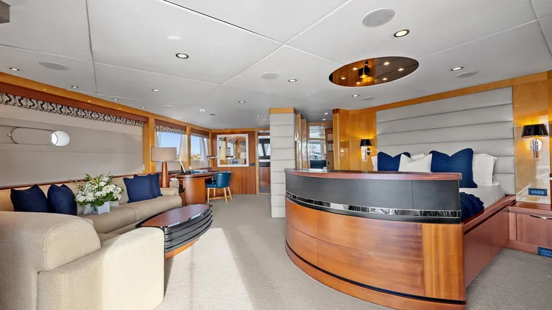 Slide: The Image of Luxurious 2005 New Zealand Yachts Wave Piercer interior with elegant wood finishes and modern decor. - 29