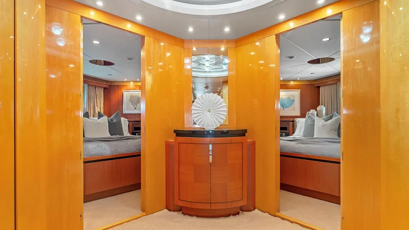 Slide: The Image of Luxurious interior of 2005 New Zealand Yachts Wave Piercer with elegant wood paneling and modern decor. - 38