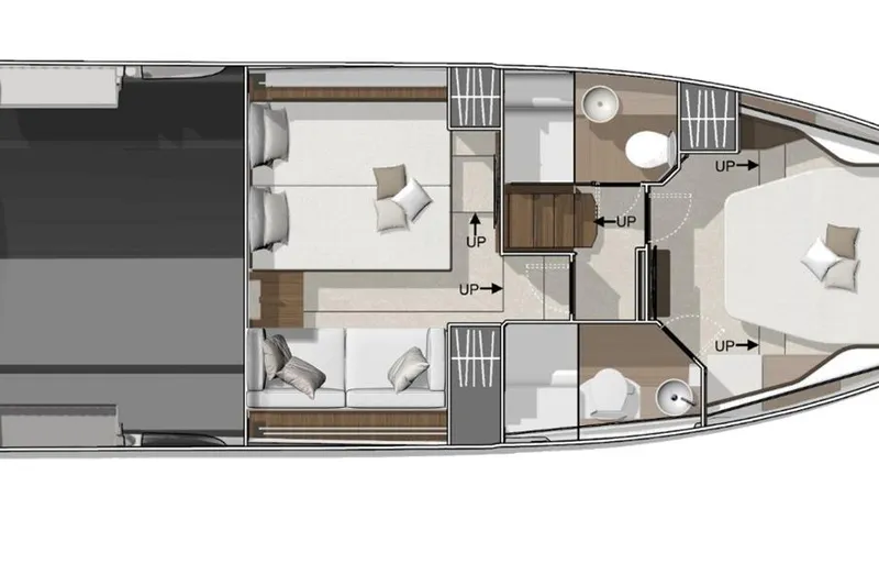 Slide: The Image of Floor plan of 2026 Wellcraft 44 Explorer yacht, featuring bedrooms and living areas. - 26