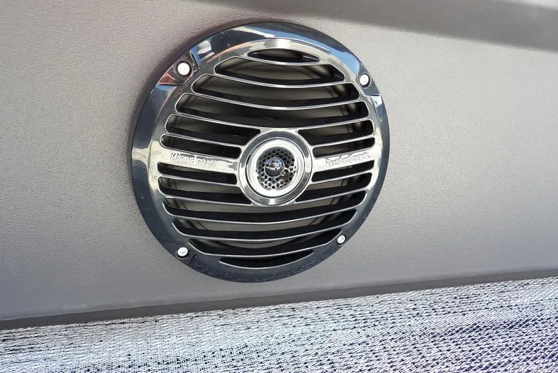 Slide: The Image of 2026 Bennington S Swingback 22 SSB marine speaker detail, featuring sleek design and chrome finish. - 31