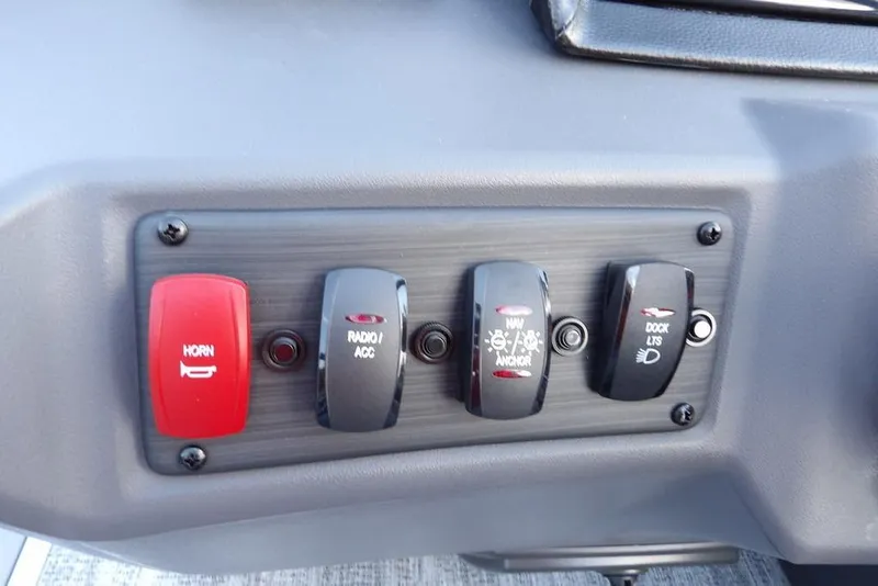 Slide: The Image of Dashboard gauges of 2026 Bennington S Quad Bench 22 SSR boat. - 22