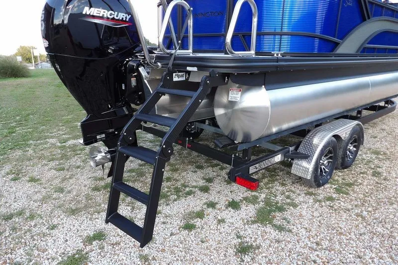 Slide: The Image of 2026 Bennington S Quad Bench 22 SSR, sleek blue exterior detail. - 46