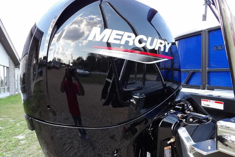 Slide: The Image of Mercury FourStroke engine on 2026 Bennington S Quad Bench 22 SSR boat. - 56