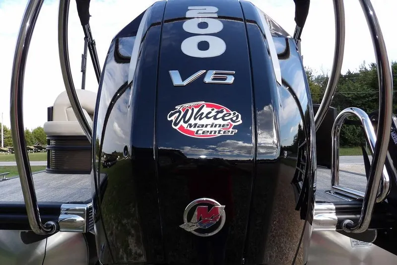 Slide: The Image of 2026 Bennington S Swingback 22 SSB with powerful 200 V6 engine, showcased by White's Marine Center. - 55