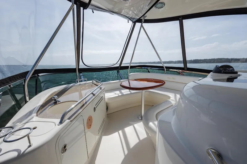 Slide: The Image of Luxurious interior of 2008 Sea Ray 52 Sedan Bridge yacht with ocean view. - 42