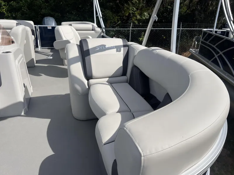 Slide: The Image of 2025 Sylvan Mirage 822 LZ pontoon boat with luxurious seating. - 6