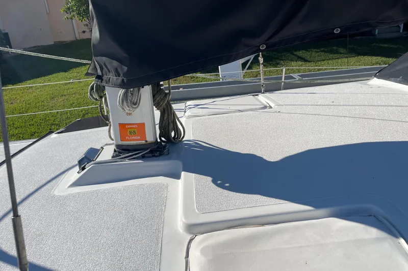 Slide: The Image of Deck of a 2009 PCI 105 MC sailboat with rigging and cover. - 10