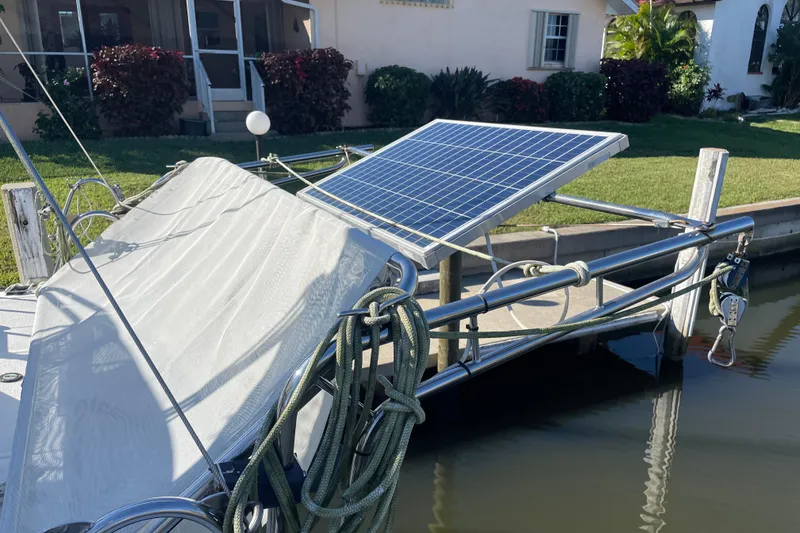Slide: The Image of Solar panel on PCI 105 MC boat docked by a canal, 2009 model. - 11