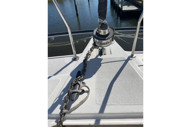 Slide: The Image of Bow of PCI 105 MC 2009 boat with anchor chain and Furlex system. - 6