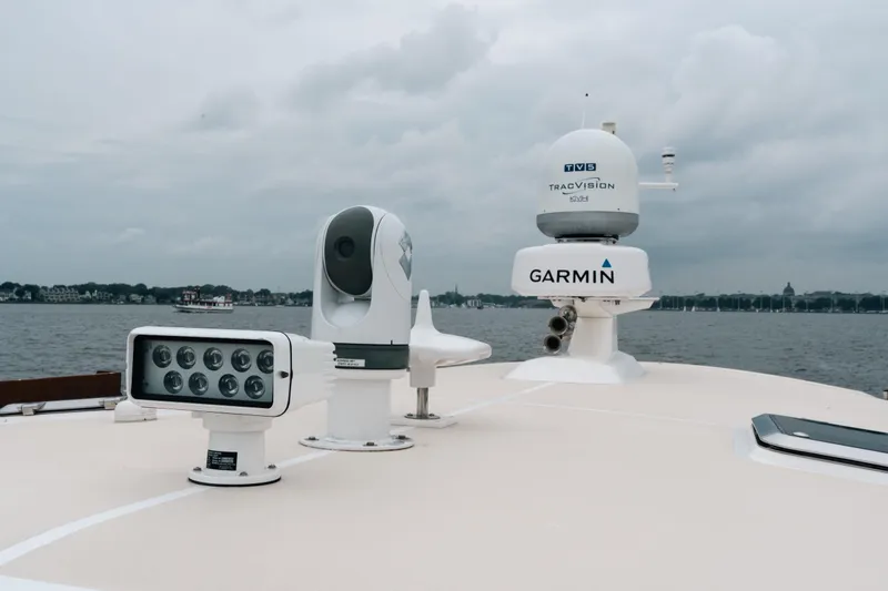 Slide: The Image of 2011 Grand Banks 46 Eastbay SX yacht with Garmin and TracVision equipment on deck. - 22