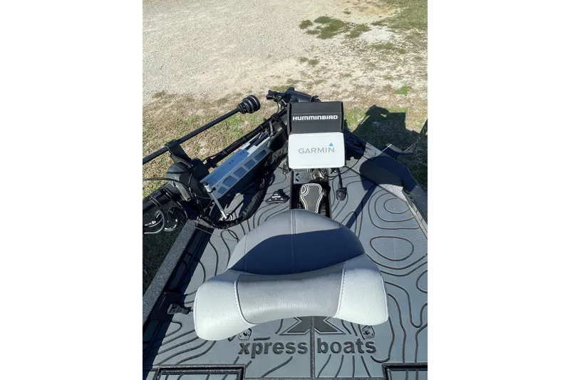 Slide: The Image of 2024 Xpress X21 Pro boat deck with Garmin and Humminbird electronics. - 3