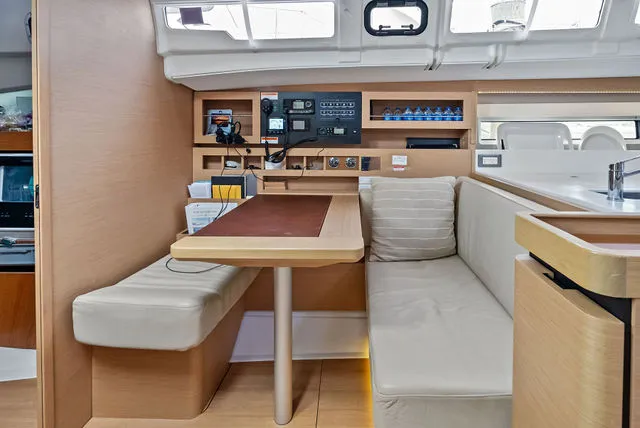 Slide: The Image of Interior cabin of 2026 Jeanneau NC 1095 Fly Series 2 yacht with window view. - 35