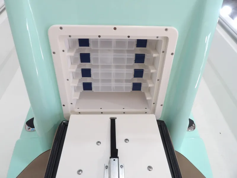 Slide: The Image of Avid 21FST 2026 model with open storage compartment, showcasing organized interior design. - 16