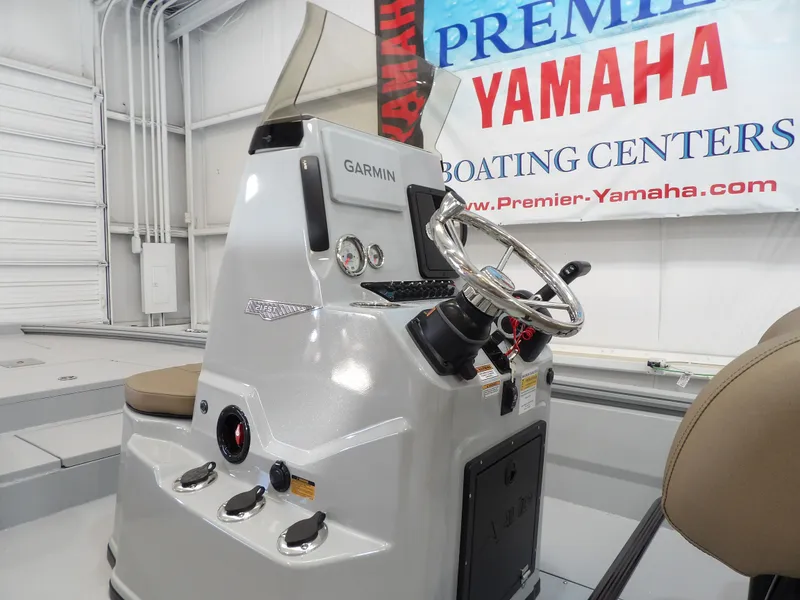 Slide: The Image of Avid 21FST 2026 boat console with Garmin system at Premier Yamaha Boating Centers. - 19