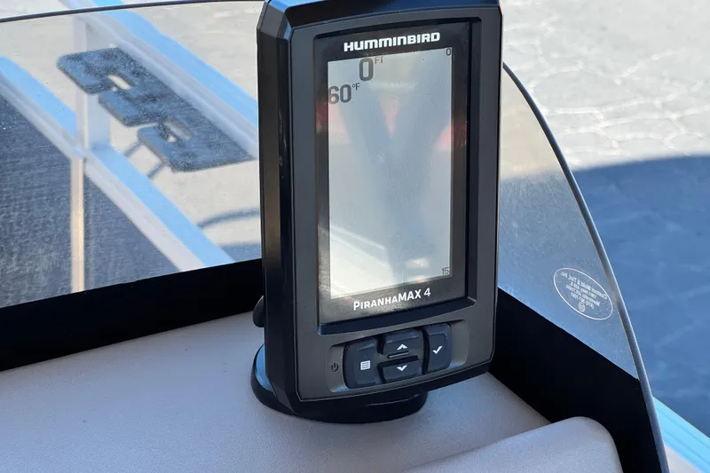 Slide: The Image of Fishfinder display on 2023 Sun Tracker Bass Buggy 18 DLX boat dashboard. - 25