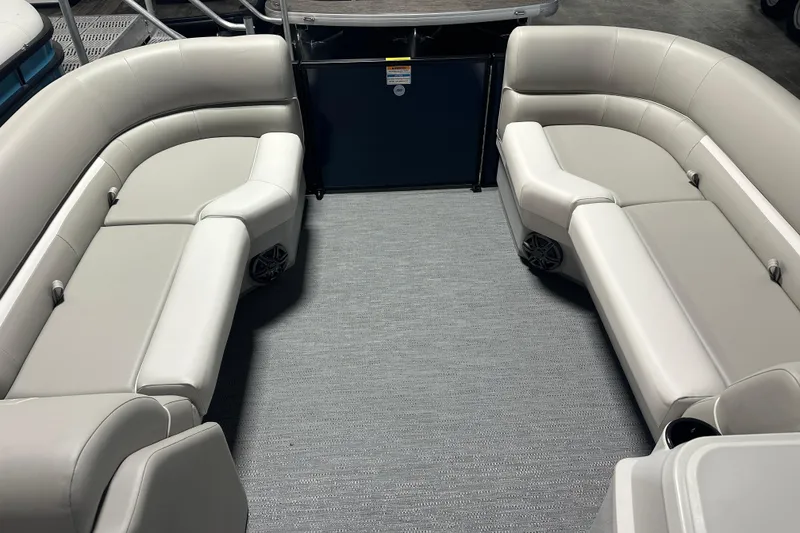 Slide: The Image of 2026 Godfrey Xperience 2286 SBX boat interior with plush seating and modern design. - 10