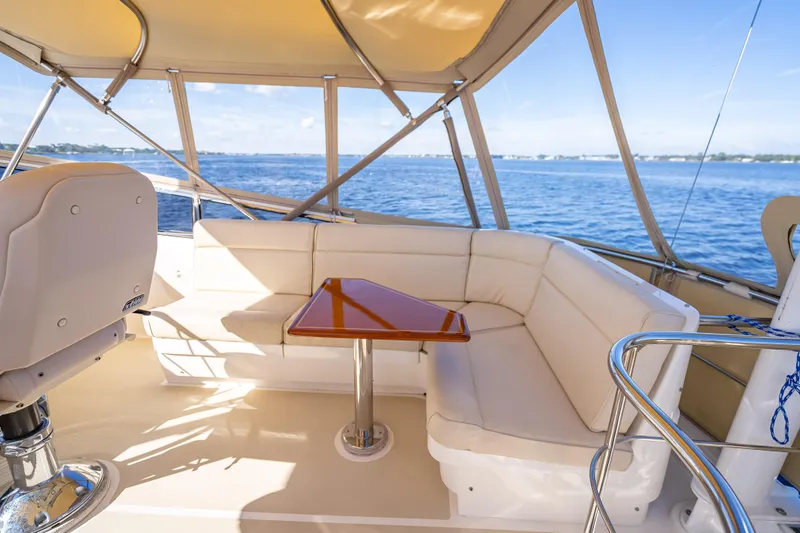 Slide: The Image of Luxurious seating area on 2008 Grand Banks 47 Eastbay FB yacht with ocean view. - 20