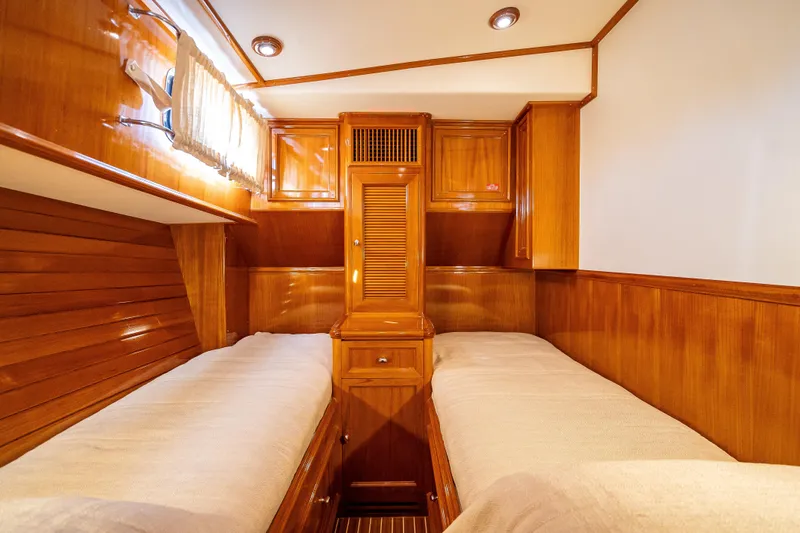 Slide: The Image of Luxurious wooden cabin interior of 2008 Grand Banks 47 Eastbay FB yacht. - 52