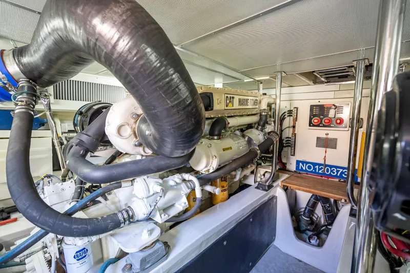 Slide: The Image of Engine room of 2008 Grand Banks 47 Eastbay FB with CAT marine power system. - 60