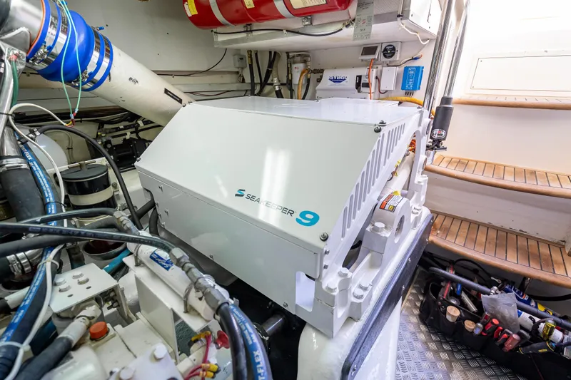 Slide: The Image of Engine room of 2008 Grand Banks 47 Eastbay FB with Seakeeper 9 stabilizer. - 62