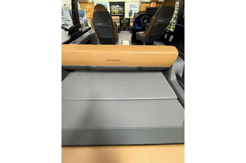 Slide: The Image of Interior of 2026 Viaggio Diamante 24S boat with luxurious seating and modern design. - 12