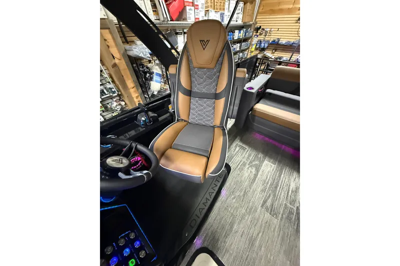 Slide: The Image of Luxurious interior of 2026 Viaggio Diamante 24S boat with premium seating and modern design. - 13