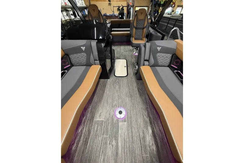 Slide: The Image of Interior of 2026 Viaggio Diamante 24S boat with luxurious seating and modern design. - 20