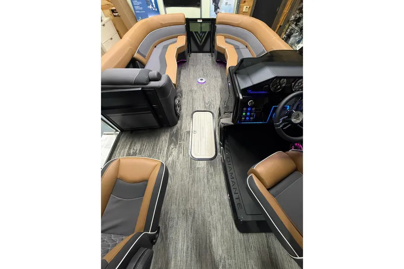 Slide: The Image of Luxurious interior of 2026 Viaggio Diamante 24S boat with modern seating and dashboard. - 4