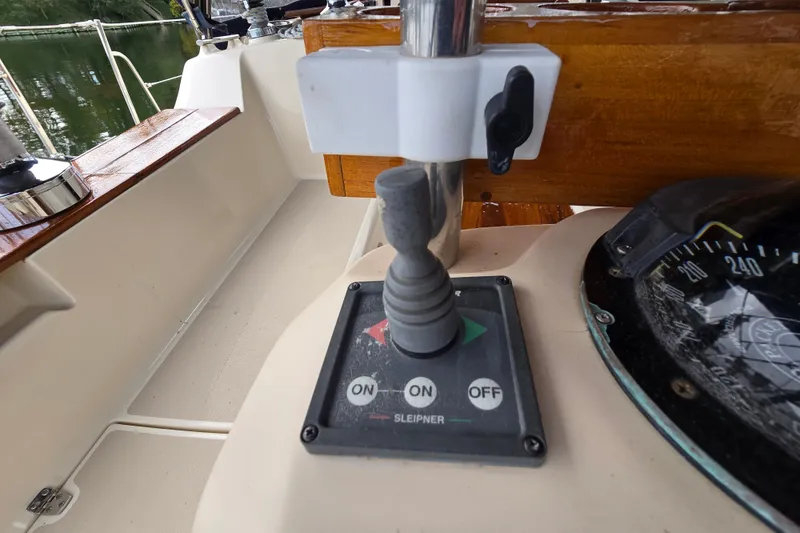 Slide: The Image of Joystick control on a 2001 Island Packet 420 sailboat deck. - 24