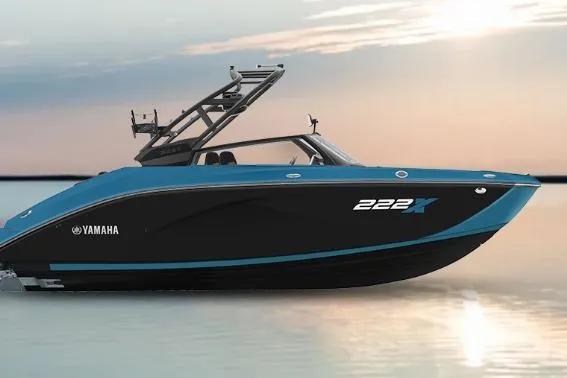 The Image of 2026 Yamaha Boats 222XD on calm water at sunset. - 1
