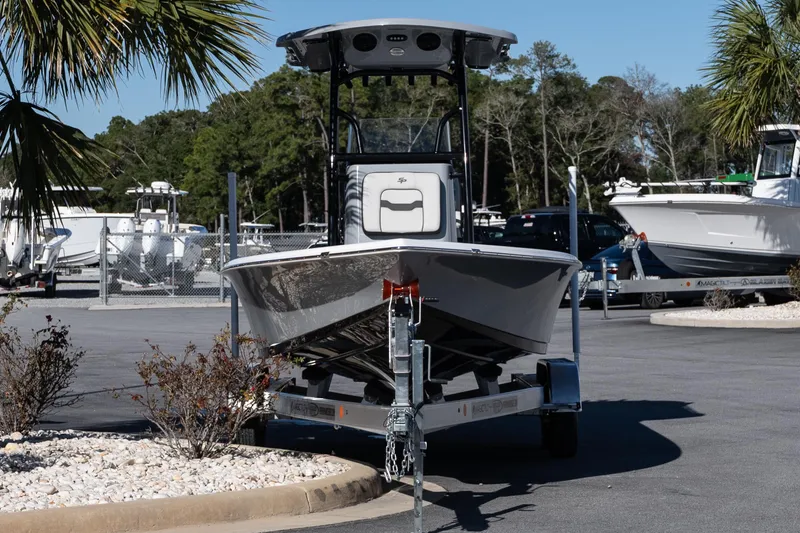 Slide: The Image of 2026 Sea Pro 230 Bay boat on trailer with powerful outboard motor. - 4