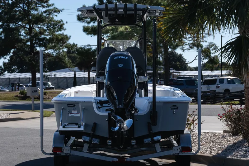 Slide: The Image of 2026 Sea Pro 230 Bay boat on trailer, displayed outdoors. - 5