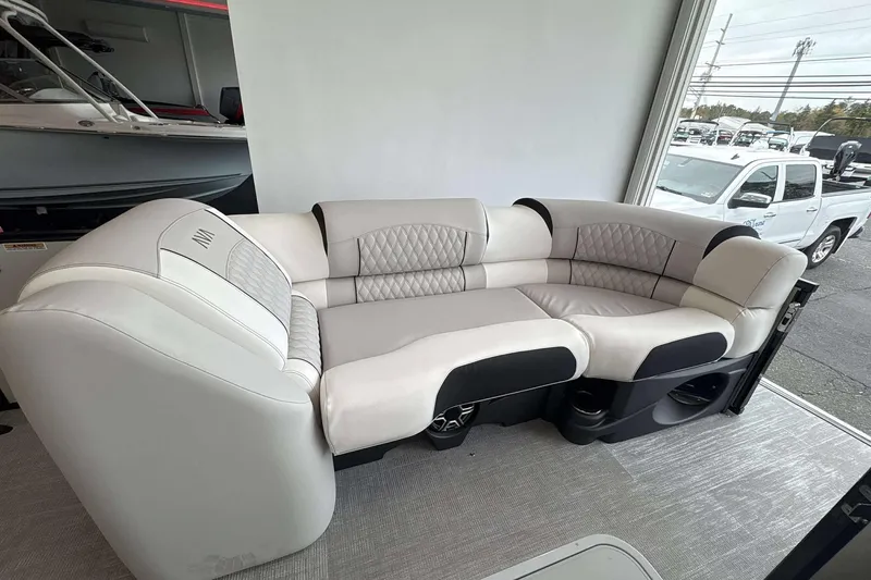 Slide: The Image of Luxurious seating in 2026 Avalon Excalibur 25' boat, featuring elegant design and comfort. - 15