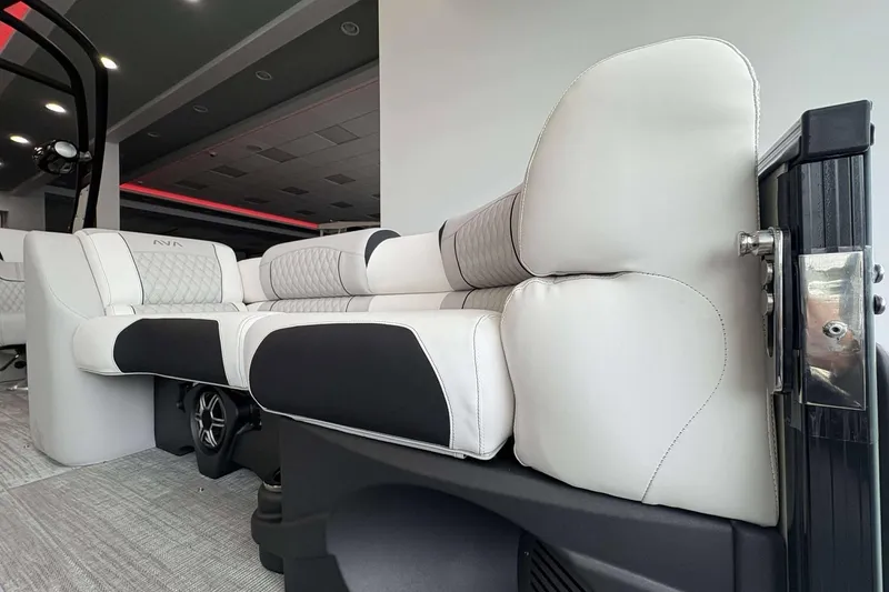Slide: The Image of Luxurious seating in 2026 Avalon Excalibur 25' boat, featuring modern design and comfort. - 4