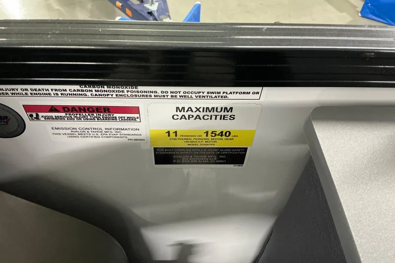 Slide: The Image of 2026 Avalon LSZ CRB capacity label showing maximum capacity of 11 persons or 1540 lbs. - 5