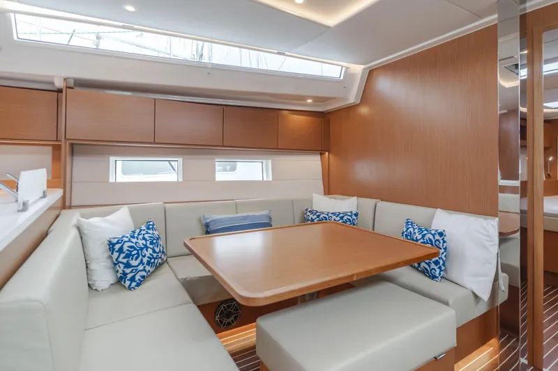 Slide: The Image of Luxurious interior of 2021 Bavaria C50 Style yacht with elegant seating and wooden finishes. - 40