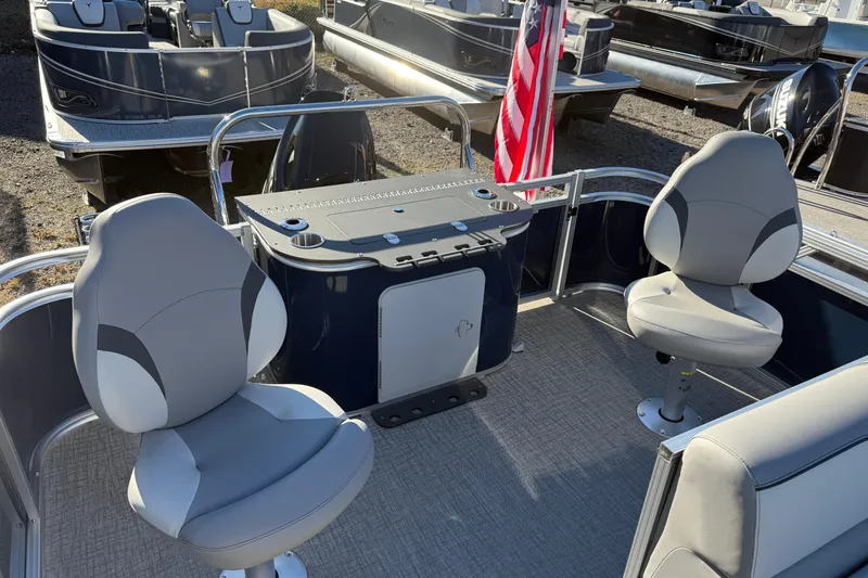 Slide: The Image of 2026 Tahoe Pontoon Sport 85 Rear Fish with seating and fishing station. - 6