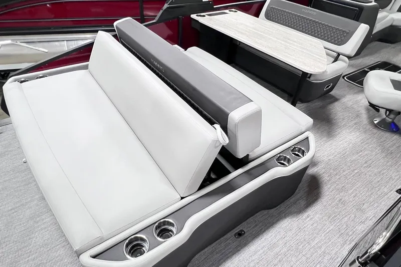 Slide: The Image of Luxurious interior of 2026 Harris Sunliner 250 SLE pontoon boat with plush seating. - 20