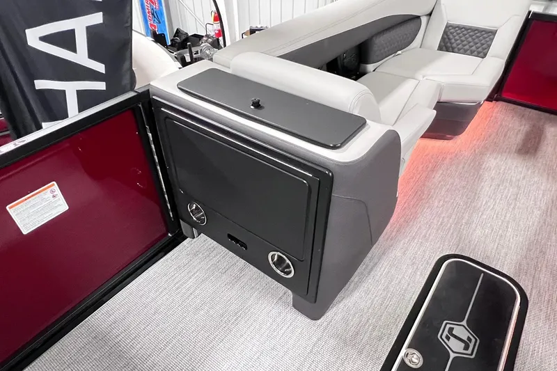 Slide: The Image of Luxurious interior of 2026 Harris Sunliner 250 SLE pontoon boat with modern seating. - 44