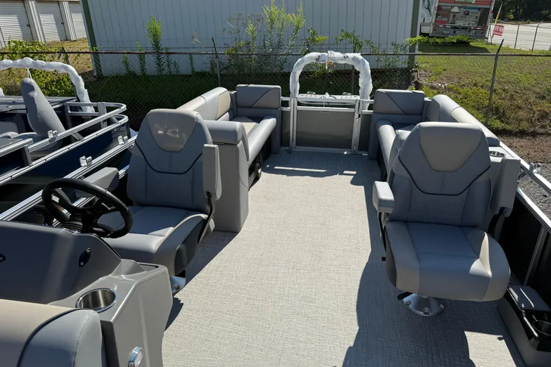 Slide: The Image of 2026 Tahoe Pontoon Sport 85 Quad Lounger with spacious seating and modern design. - 5