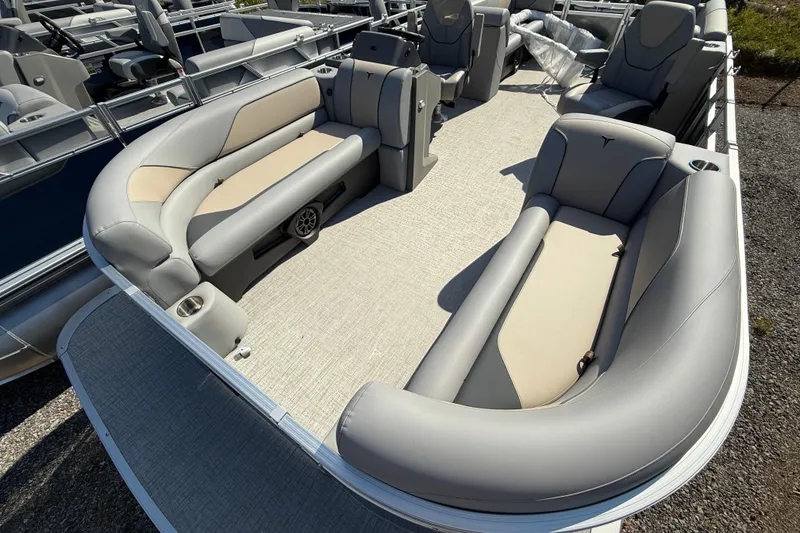 Slide: The Image of 2026 Tahoe Pontoon Sport 85 Quad Lounger with spacious seating and modern design. - 6
