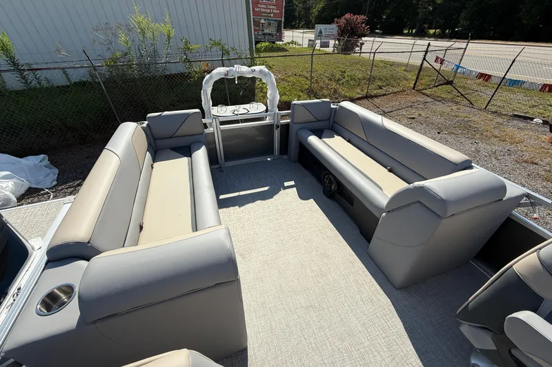 Slide: The Image of 2026 Tahoe Pontoon Sport 85 Quad Lounger with spacious seating and modern design. - 8