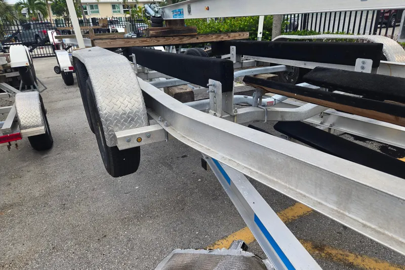 The Image of Boat trailer with metal frame and black padding, ALL STAR 2022DA07 model, 2015. - 2