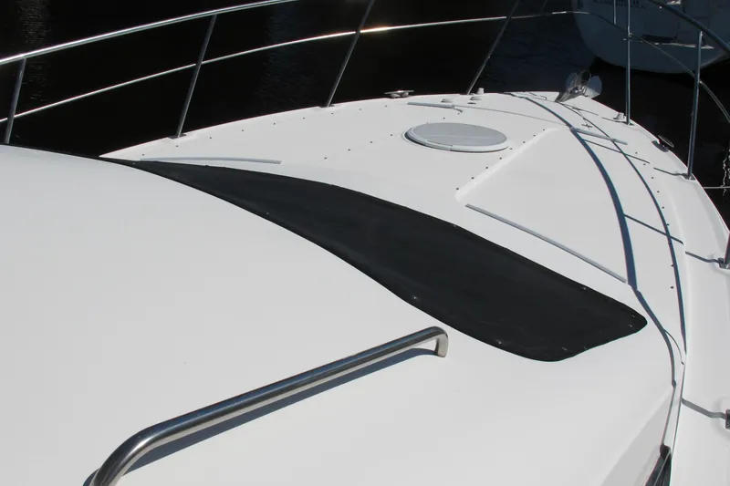 Slide: The Image of 2006 Cruisers Yachts 385 Motoryacht deck with railing and hatch. - 60
