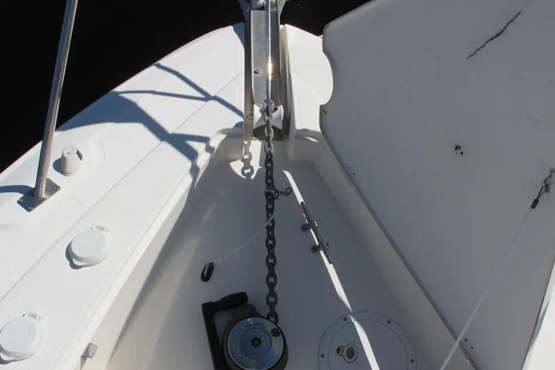 Slide: The Image of 2006 Cruisers Yachts 385 Motoryacht anchor chain and deck details. - 63