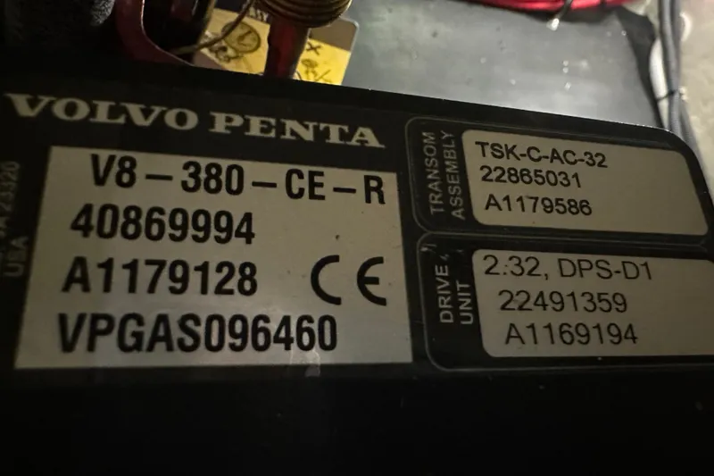 Slide: The Image of Volvo Penta engine label with model and serial numbers, Cobalt R35 2022. - 9