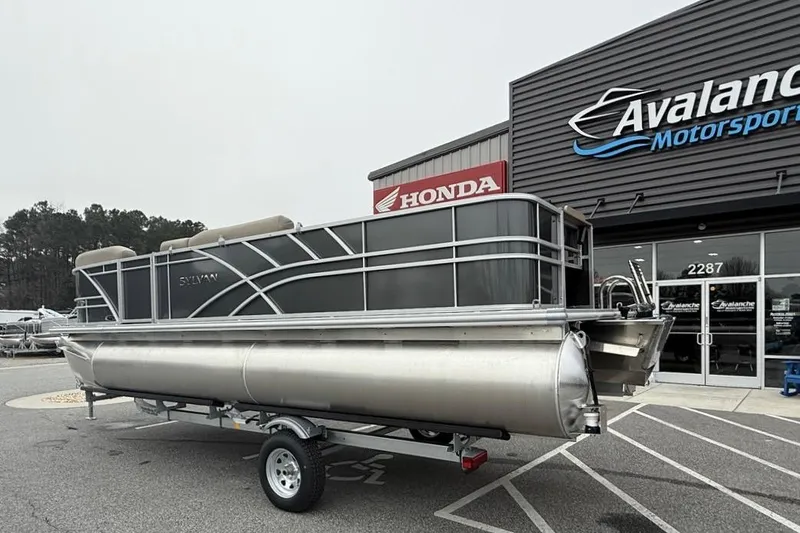 Slide: The Image of 2026 Sylvan Mirage 822 PARTY FISH pontoon boat at Avalanche Motorsports dealership. - 10