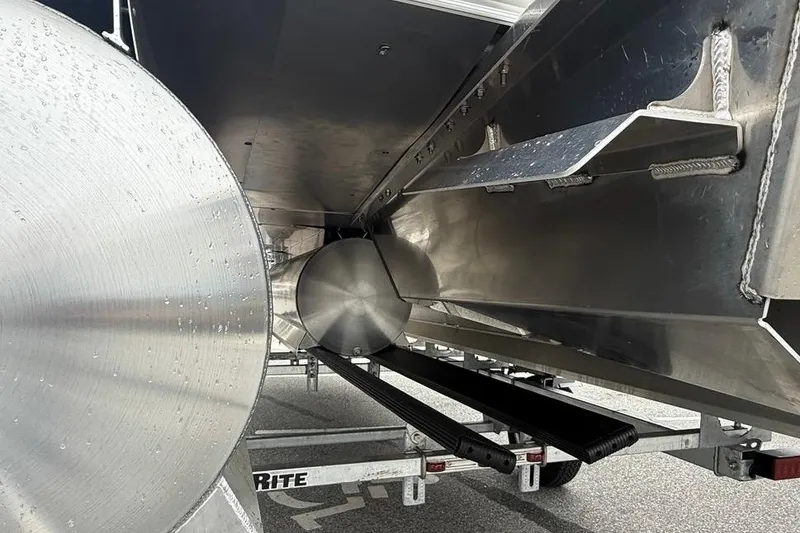Slide: The Image of Underneath view of 2026 Sylvan Mirage 822 PARTY FISH pontoon boat on trailer. - 11