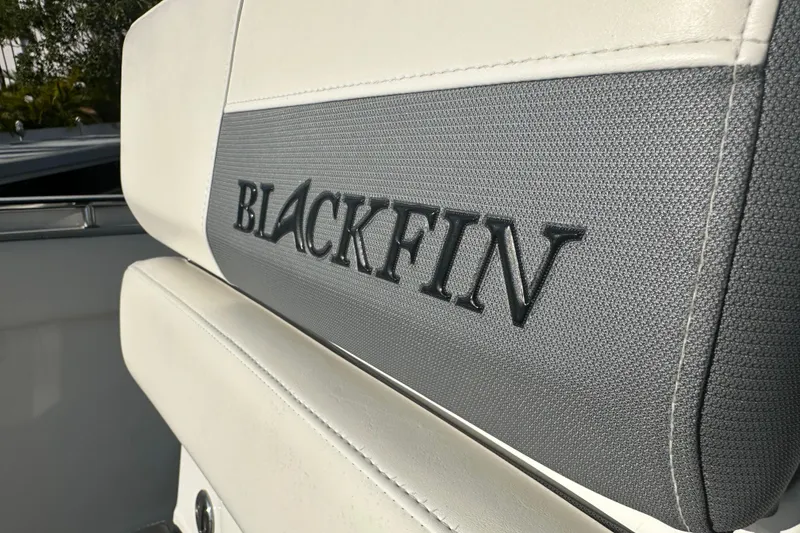 Slide: The Image of 2018 Blackfin 212 CC boat seat with logo detail. - 56