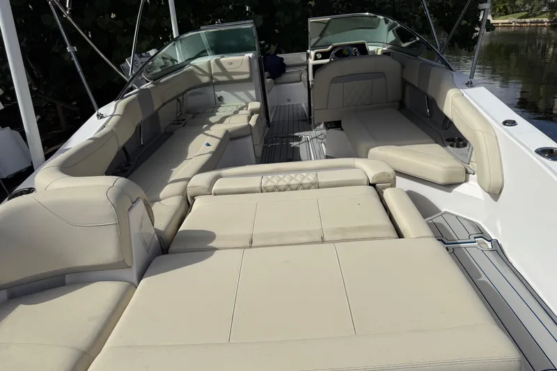 Slide: The Image of Luxurious interior of a 2021 Regal 26 OBX boat with spacious seating. - 12